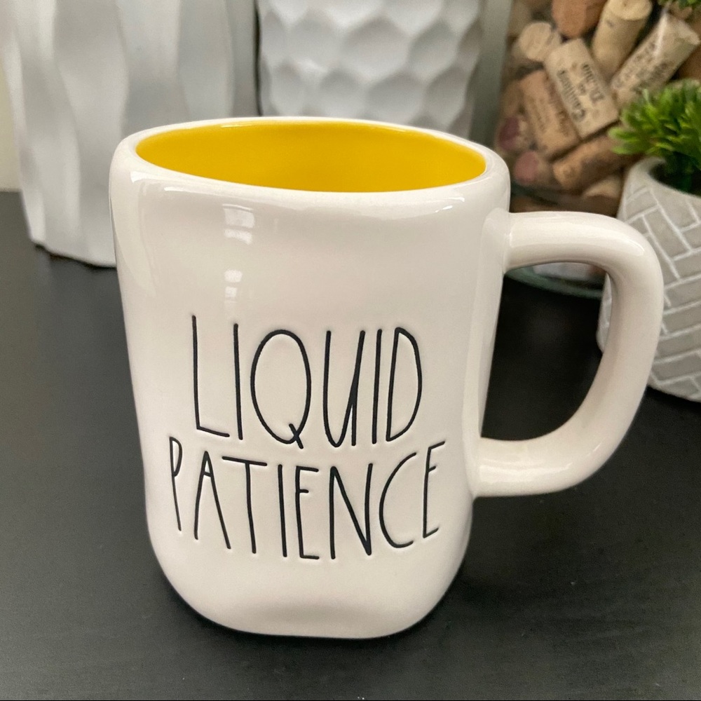 Rae Dunn ‘LIQUID PATIENCE’ Mug Yellow Inside